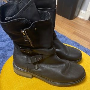 CARLOS BY CARLOS SANTANA Black Faux Leather Moto Boots Size 11